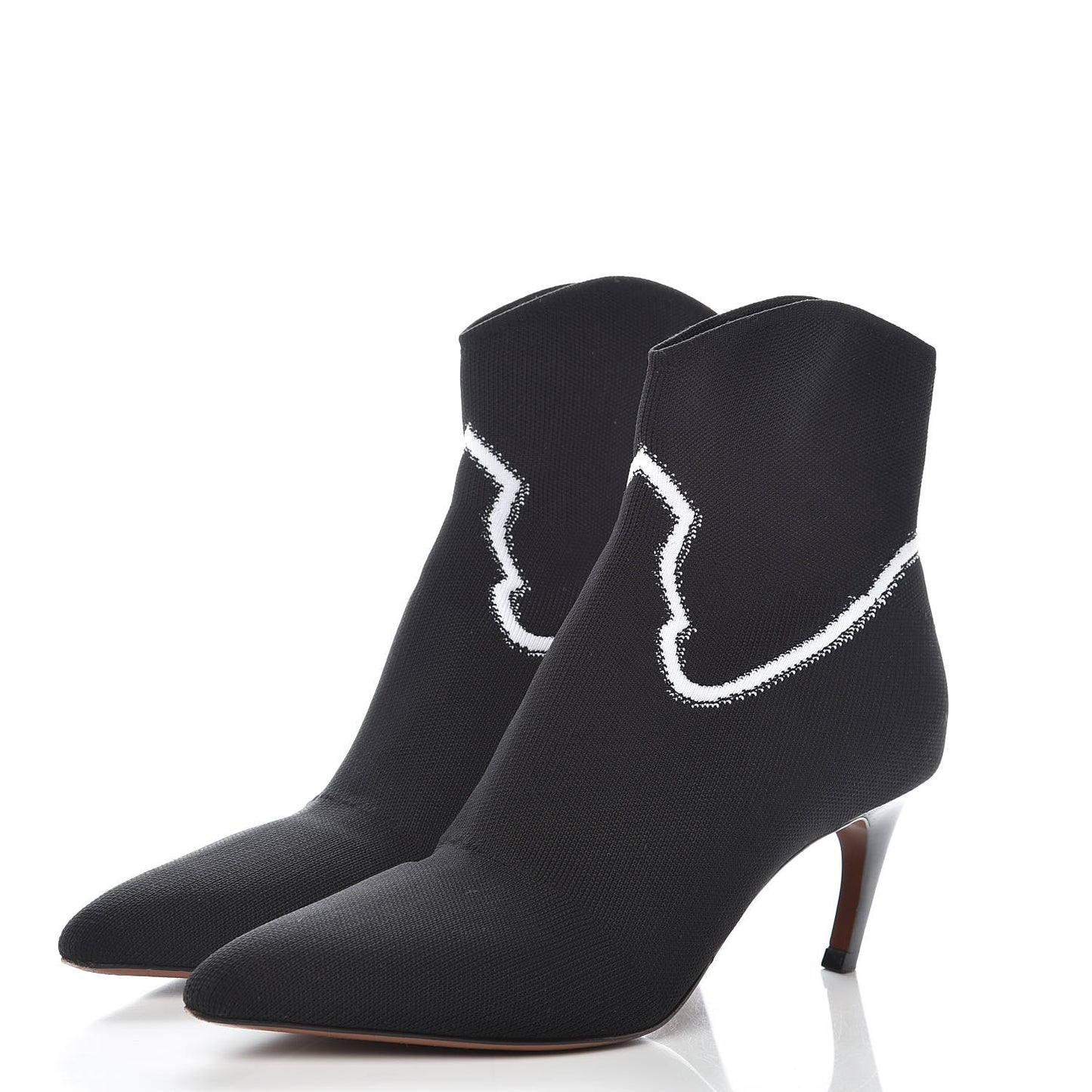 Jacquard Knit Fabric Spirit Ankle Boots 37 Black