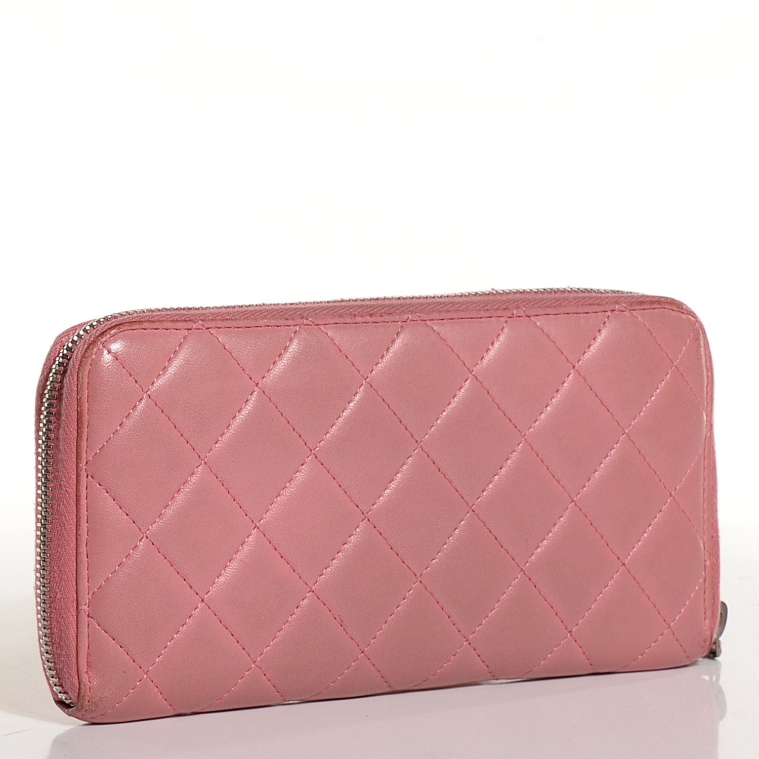 Chanel Lambskin Quilted Zip Around Wallet Pink 3 of 7