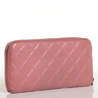 Chanel Lambskin Quilted Zip Around Wallet Pink 3 of 7