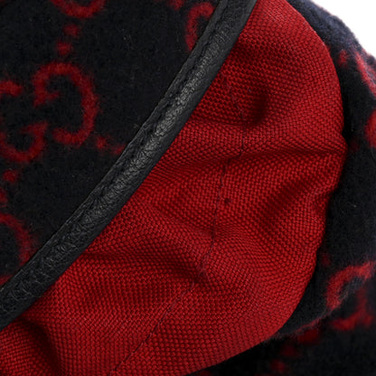 Gucci Covered Wool GG Monogram Small Double Buckle Backpack Navy Red 12 of 15