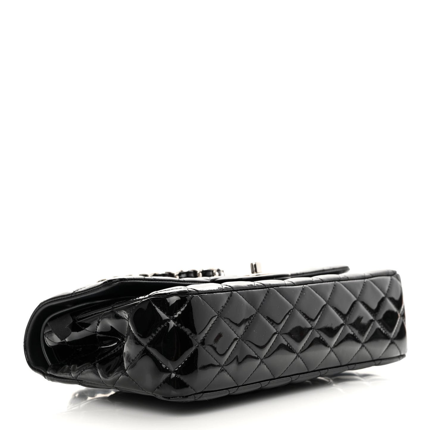 Patent Quilted Medium Double Flap Black