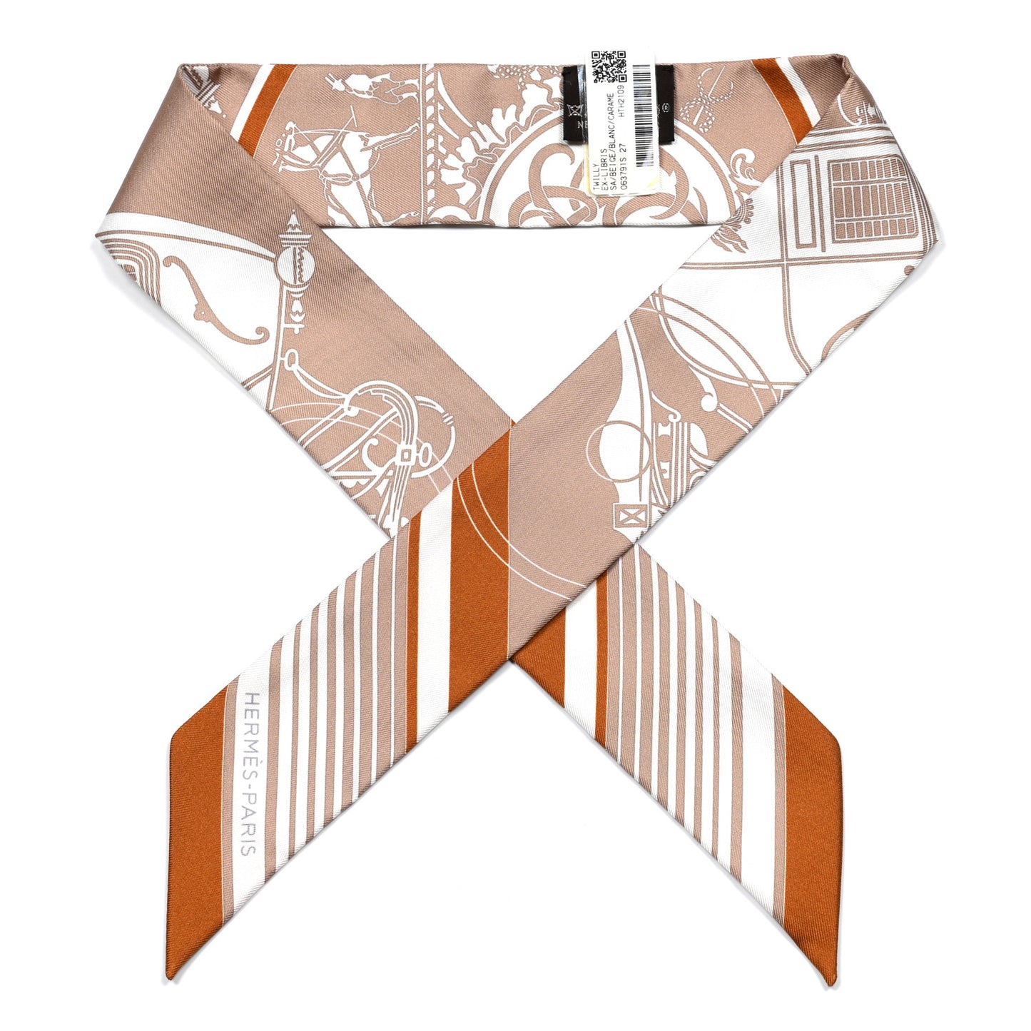 Silk Ex-Libris Twilly Beige White Caramel