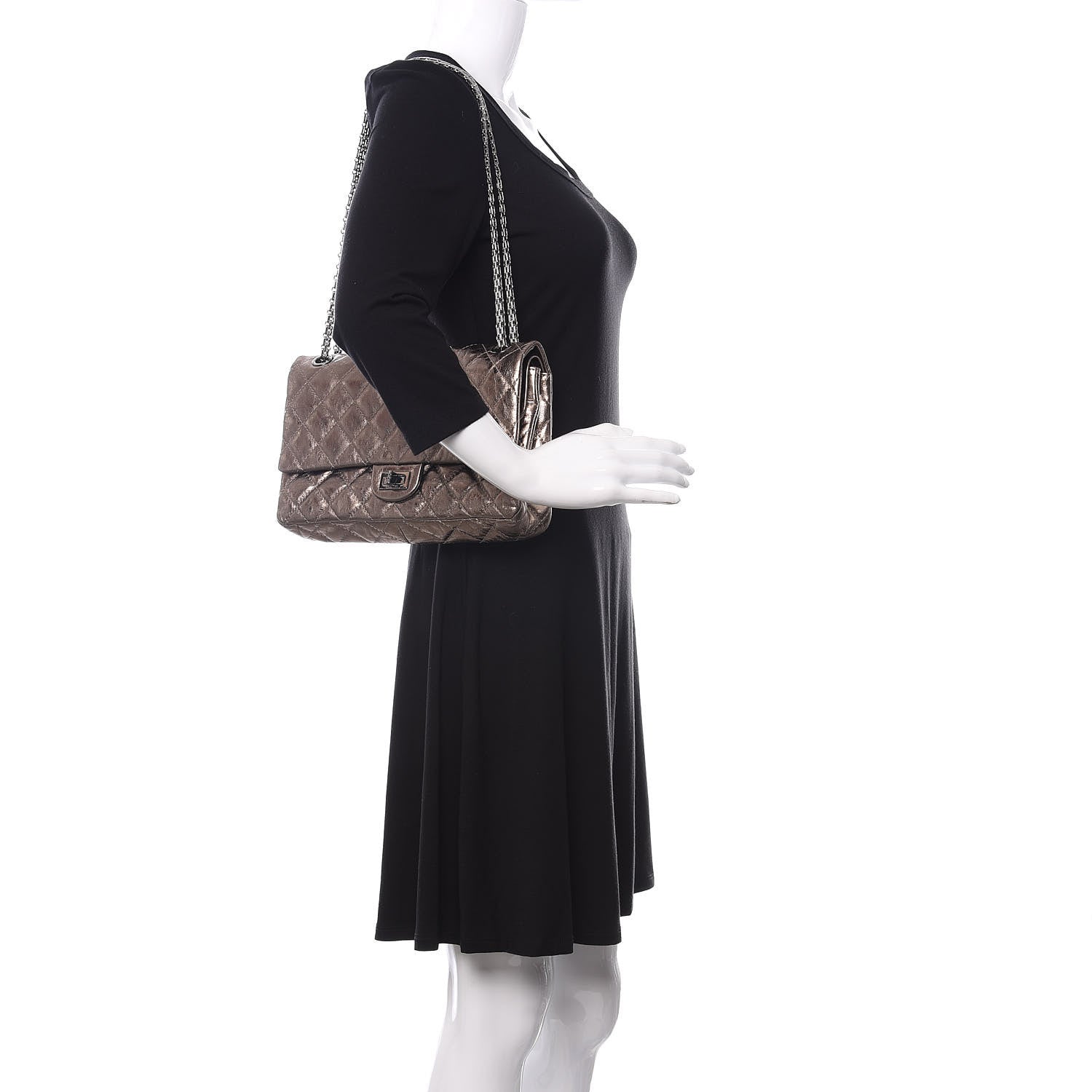Chanel Metallic Aged Calfskin Quilted 2.55 Reissue 226 Flap Dark Silver 2 of 11
