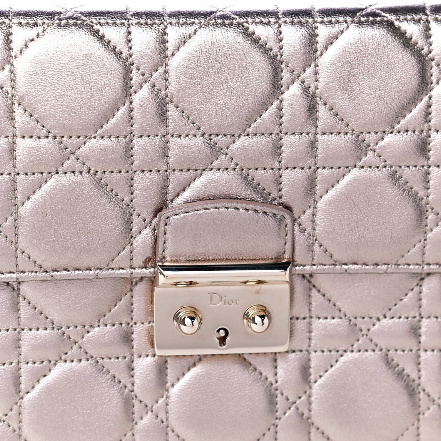 Christian Dior Metallic Lambskin Cannage Wristlet Clutch Gold 7 of 7