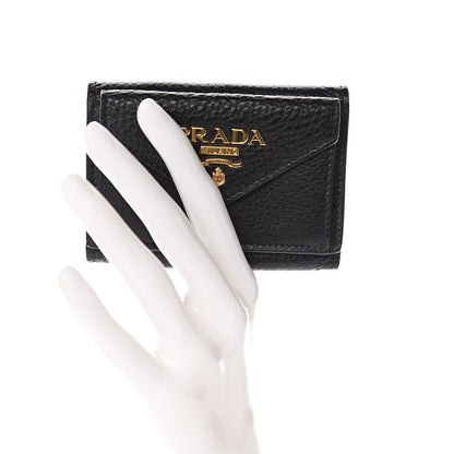 Prada Vitello Grain Small Tri-Fold Wallet Black 2 of 8