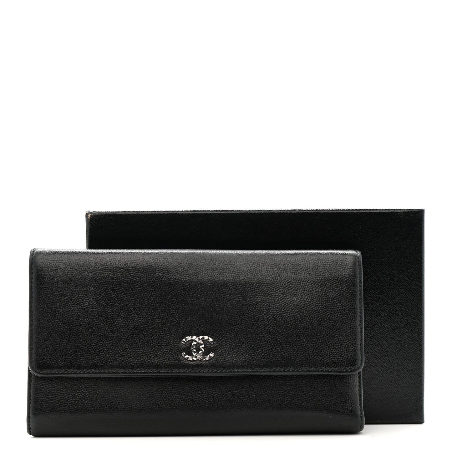 Caviar Sevruga Long Flap Wallet Black