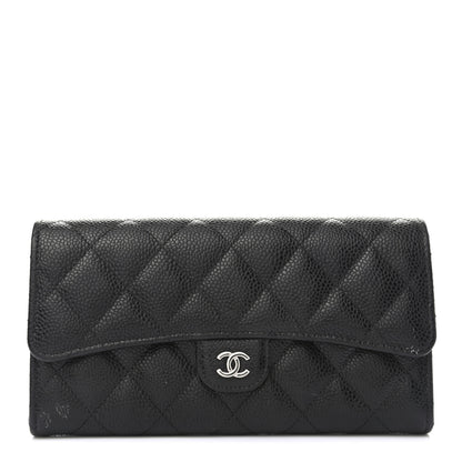 Chanel Caviar Quilted Large Gusset Flap Wallet Black 1 of 8