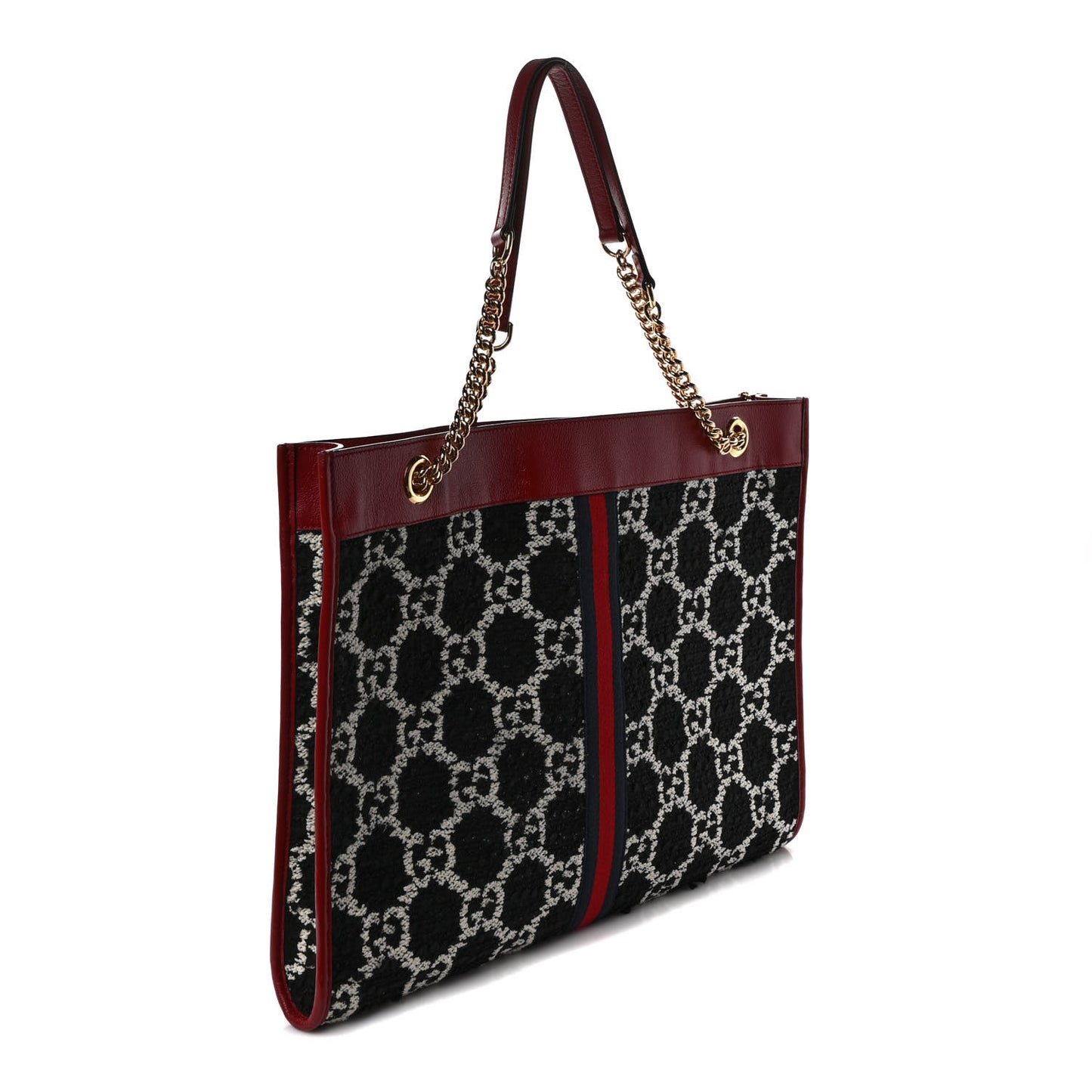 Tweed GG Monogram Large Rajah Chain Tote Romantic Cherry Black White