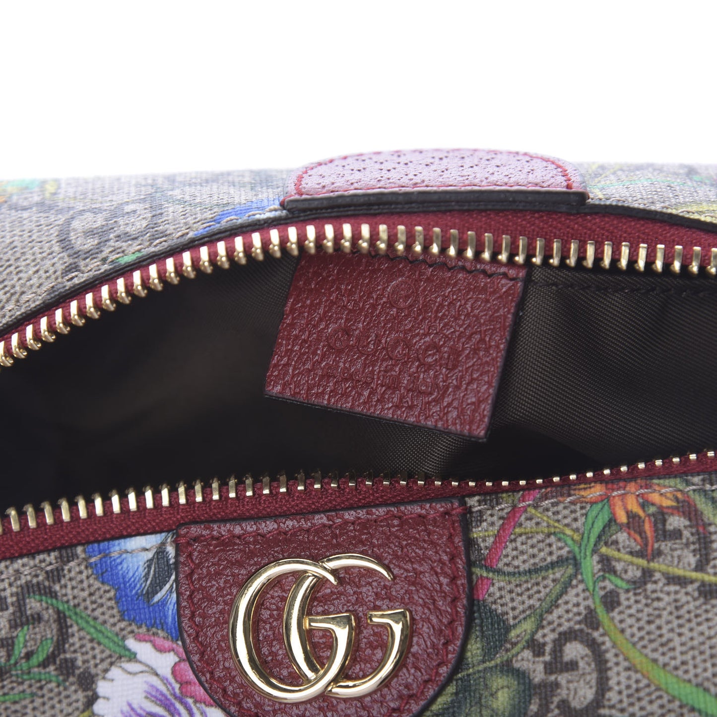 Soft GG Supreme Monogram Flora Calfskin Medium Ophidia Cosmetic Case Beige Ebony Multicolor Rosso