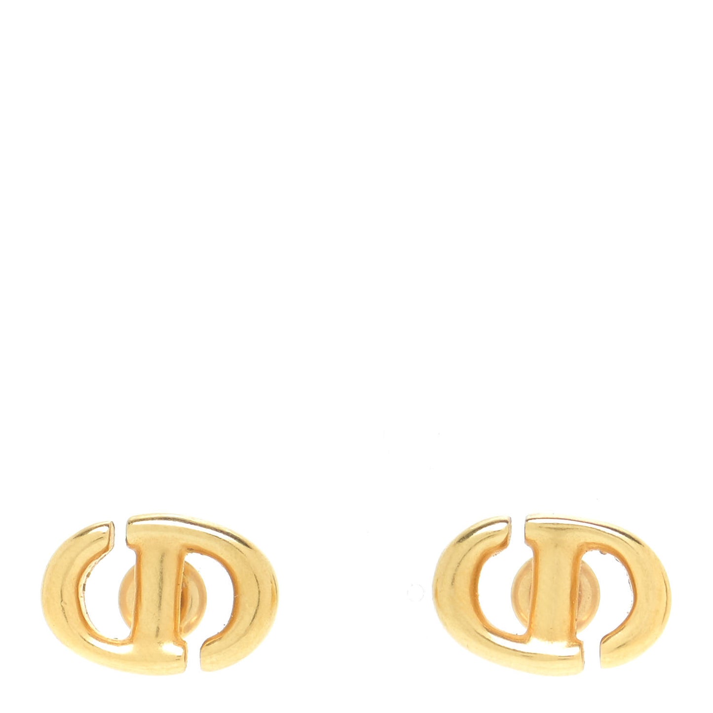 Metal Petit CD Stud Earrings Gold