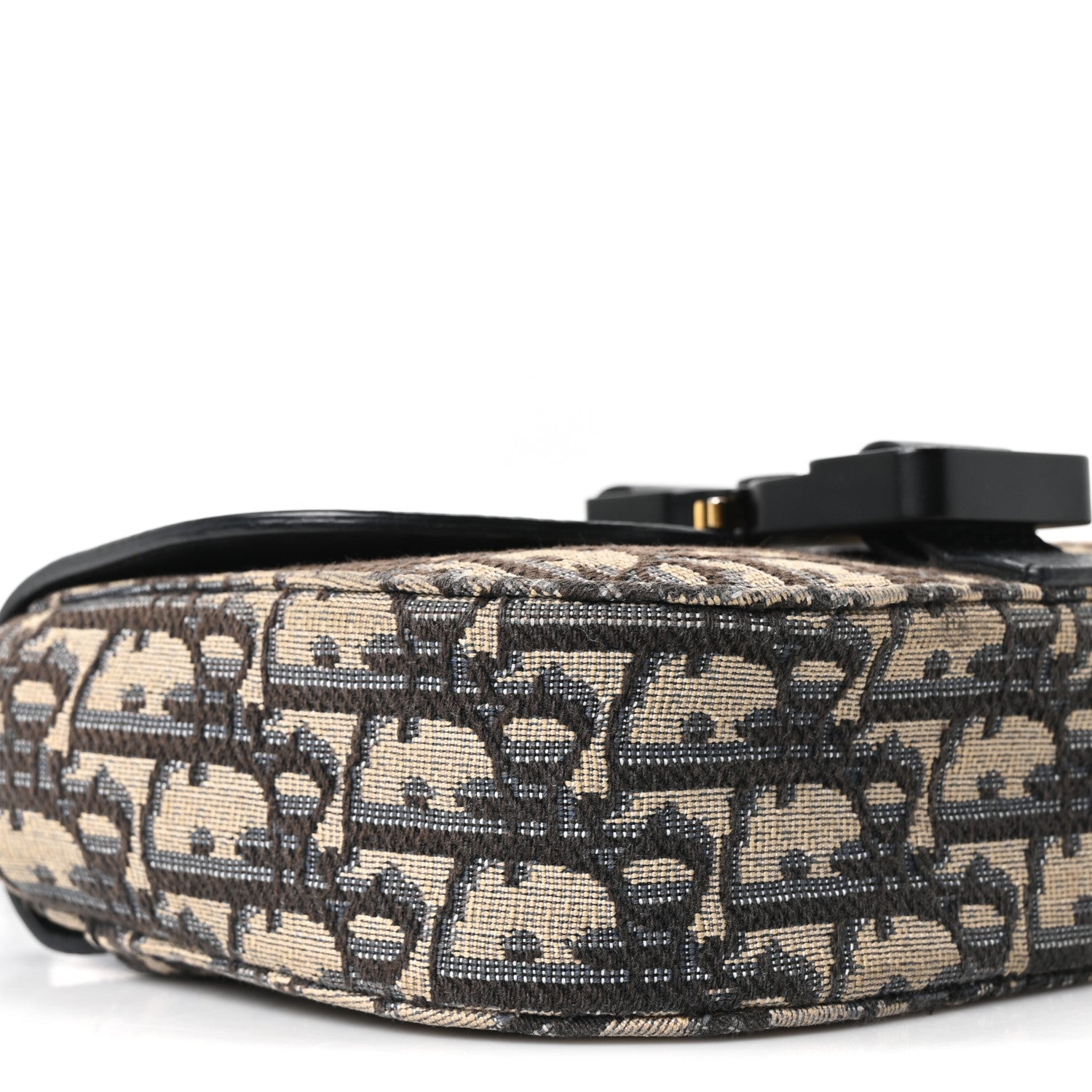 Christian Dior Grained Calfskin Oblique Mini Saddle Messenger Bag With Flap Beige Black 8 of 9