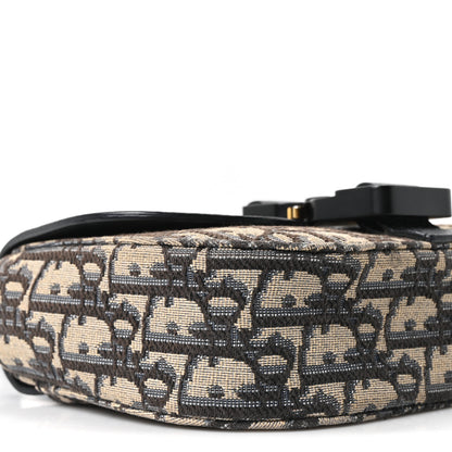 Christian Dior Grained Calfskin Oblique Mini Saddle Messenger Bag With Flap Beige Black 8 of 9