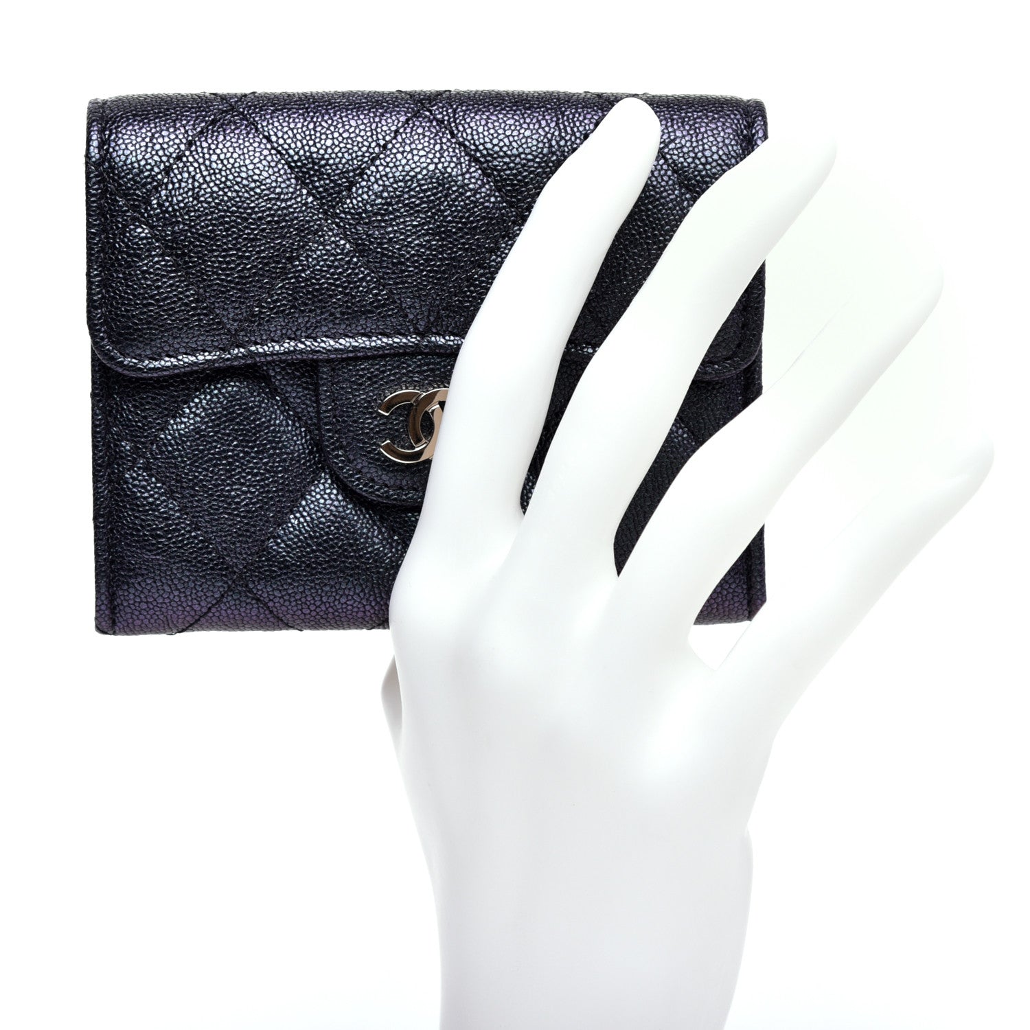 Chanel Iridescent Caviar Quilted Flap Card Holder Wallet Black 2 of 7
