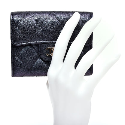 Chanel Iridescent Caviar Quilted Flap Card Holder Wallet Black 2 of 7