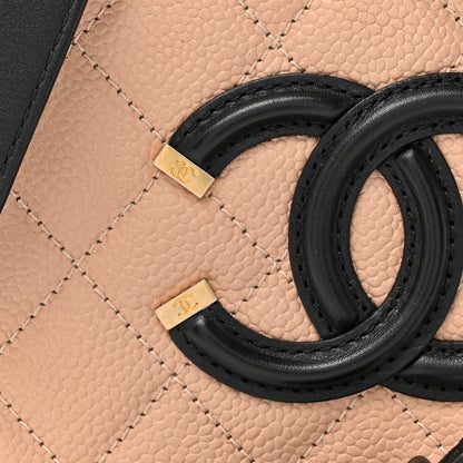 Chanel Caviar Quilted Small CC Filigree Vanity Case Beige Black 8 of 10
