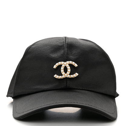 Chanel Silk Pearl CC Cap Hat Black 3 of 8