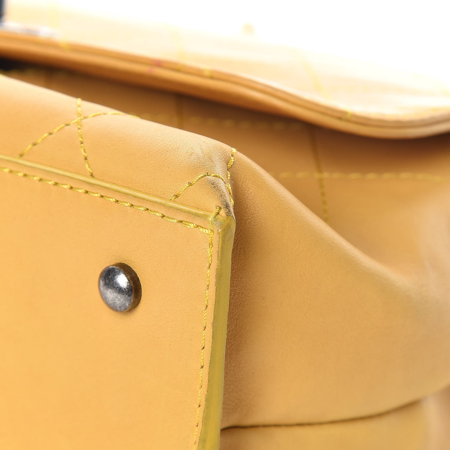 Calfskin Stitched Urban Luxury Top Handle Bag Yellow
