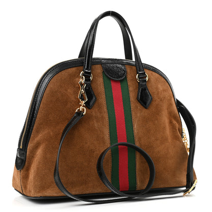 Gucci Suede Patent Web Medium Ophidia Top Handle Dome Bag Nocciola Black 4 of 11