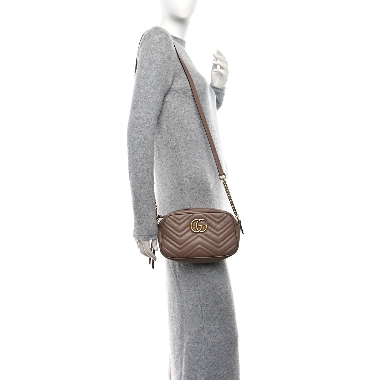 Calfskin Matelasse Small GG Marmont Chain Shoulder Bag Porcelain Rose