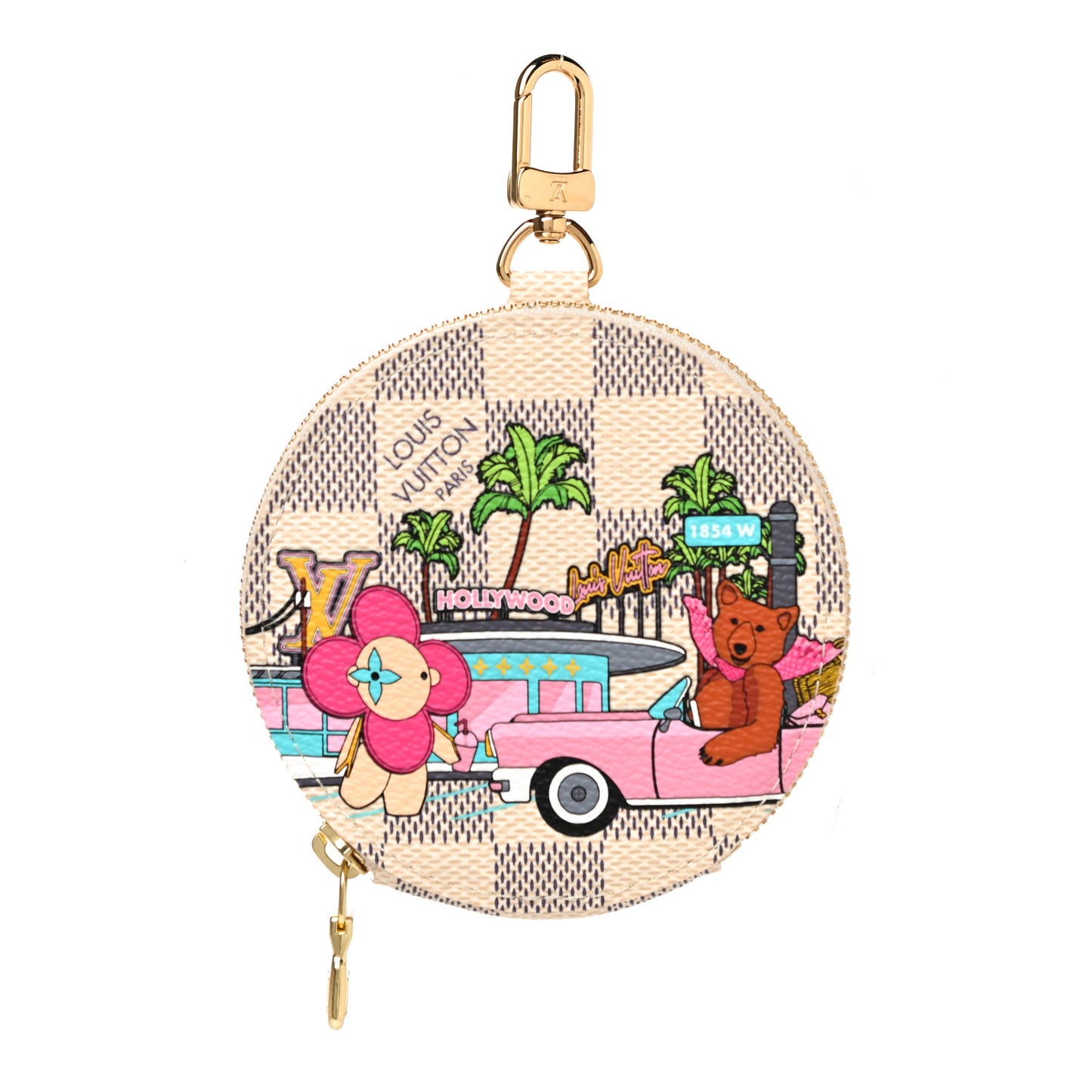 Damier Azur 2021 Christmas Animation Hollywood Bag Charm Fuchsia