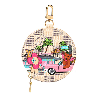 Louis Vuitton Damier Azur 2021 Christmas Animation Hollywood Bag Charm Fuchsia 1 of 6