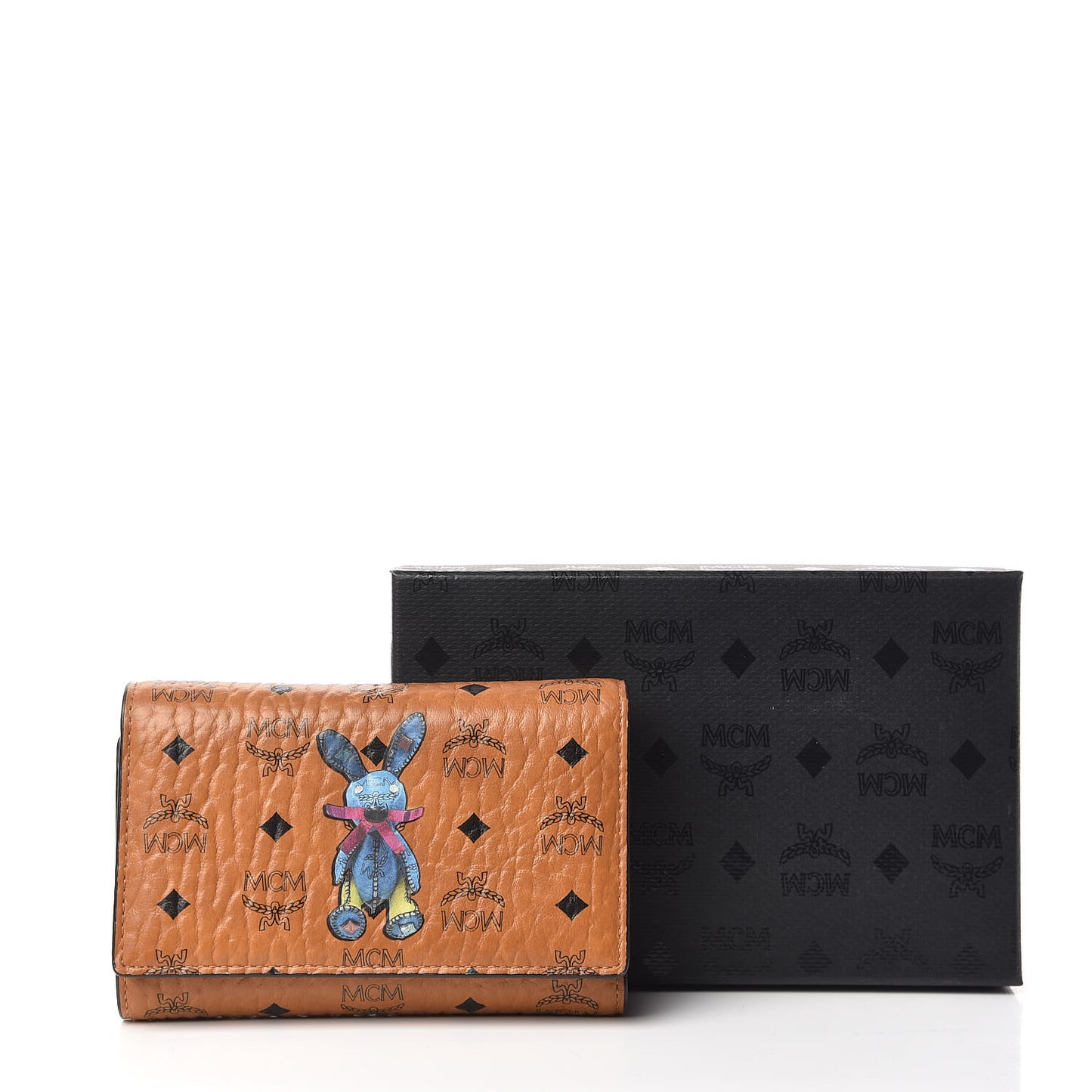 Visetos Rabbit Three-Fold Flap Wallet Cognac