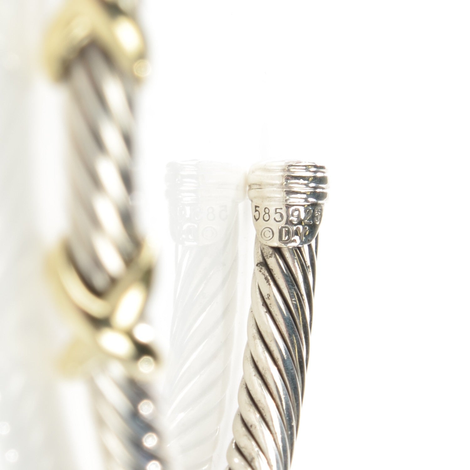 David Yurman Sterling Silver 14K Yellow Gold 5mm Triple X Cable Bracelet 4 of 6