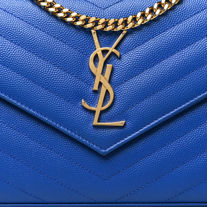 Saint Laurent Grain De Poudre Matelasse Chevron Monogram Chain Wallet Blue Majorelle 9 of 11