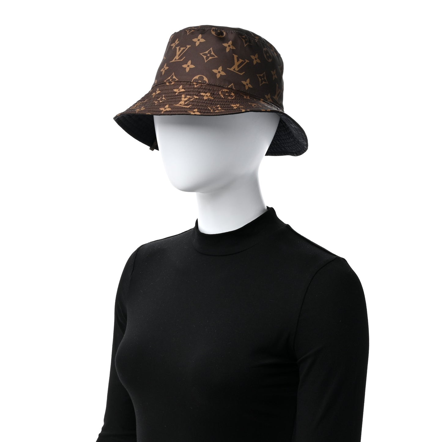 Nylon Monogram Reversible Bob Bucket Hat S Brown Black