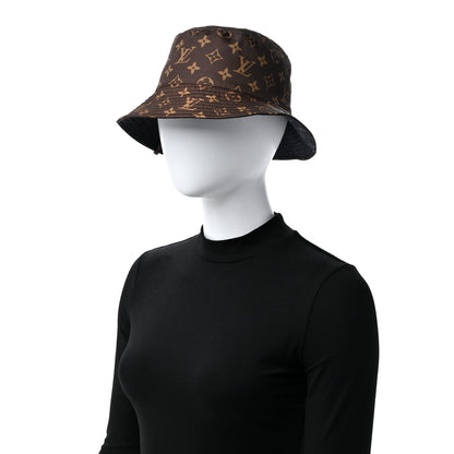 Louis Vuitton Nylon Monogram Reversible Bob Bucket Hat S Brown Black 2 of 12