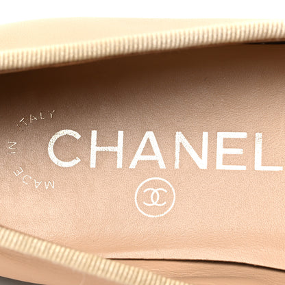 Chanel Lambskin Cap Toe CC Ballerina Flats 36 Beige Black 9 of 10