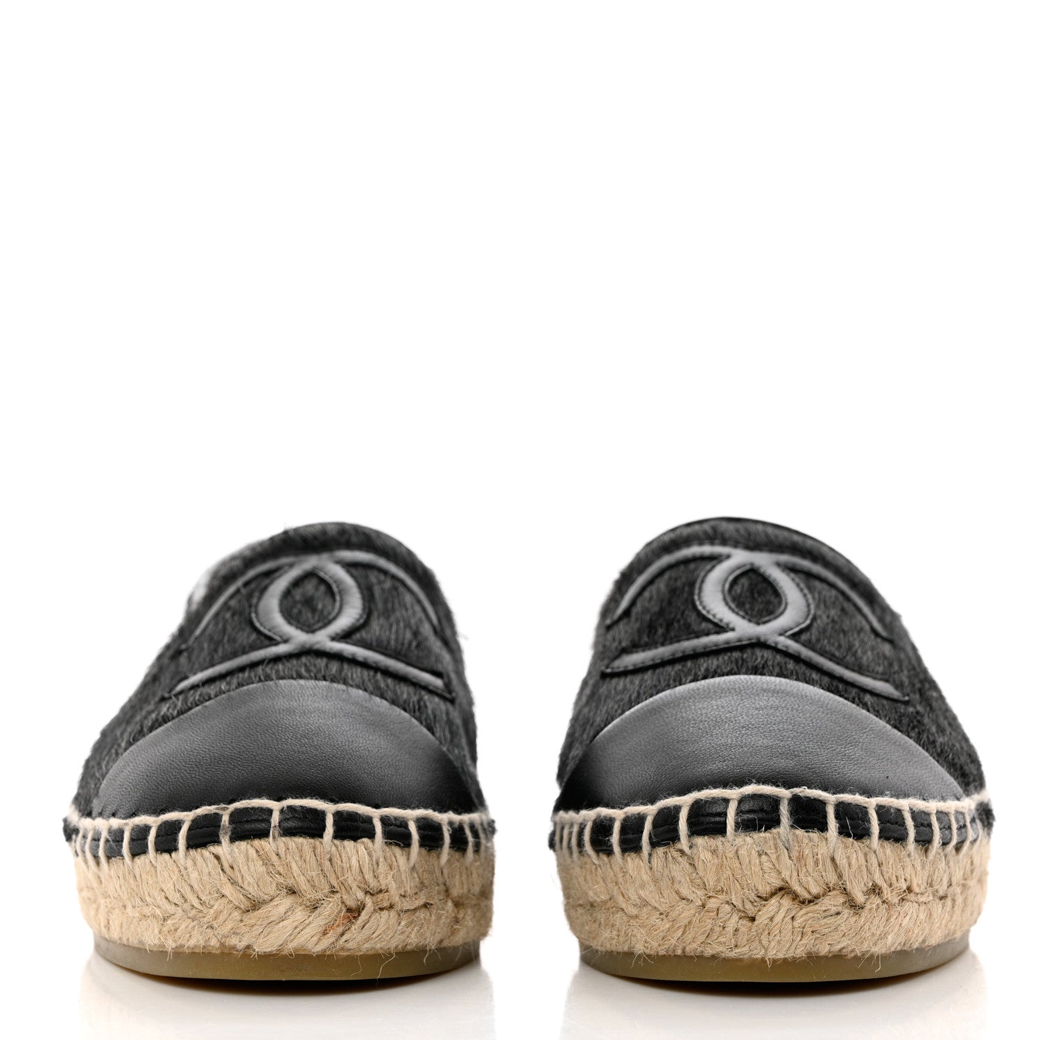 Chanel Calfskin Hair CC Espadrilles 35 Black 2 of 10