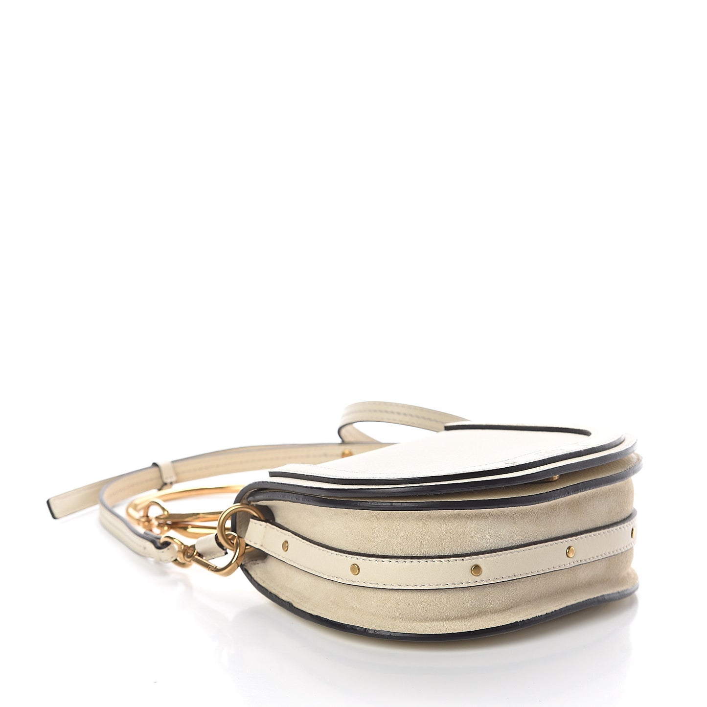 Calfskin Suede Small Nile Bracelet Bag Off White