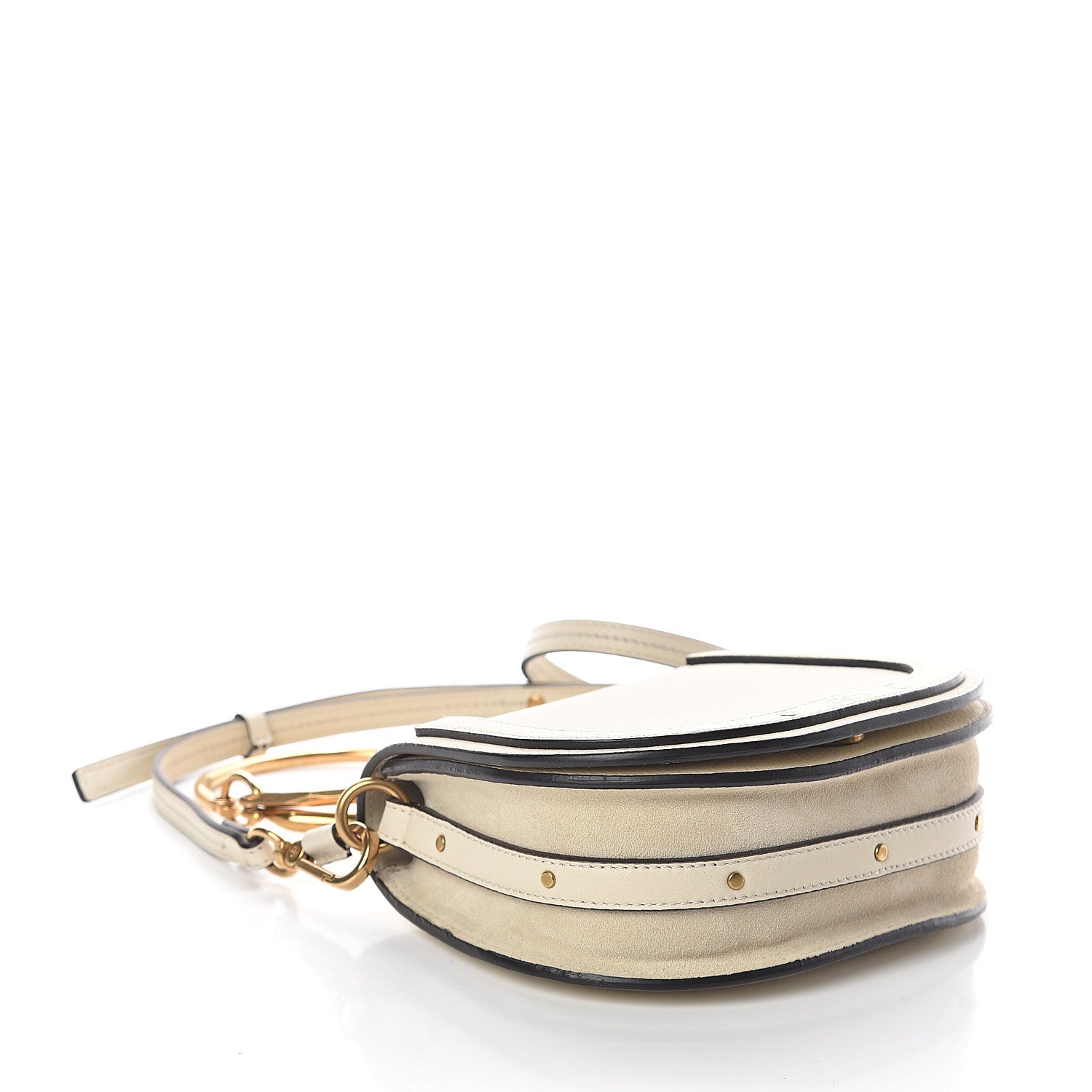Chloe Calfskin Suede Small Nile Bracelet Bag Off White 3 of 8