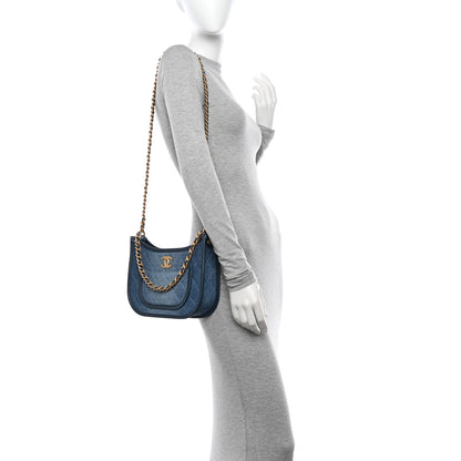 Chanel Washed Denim Quilted Hobo Blue 2 of 11
