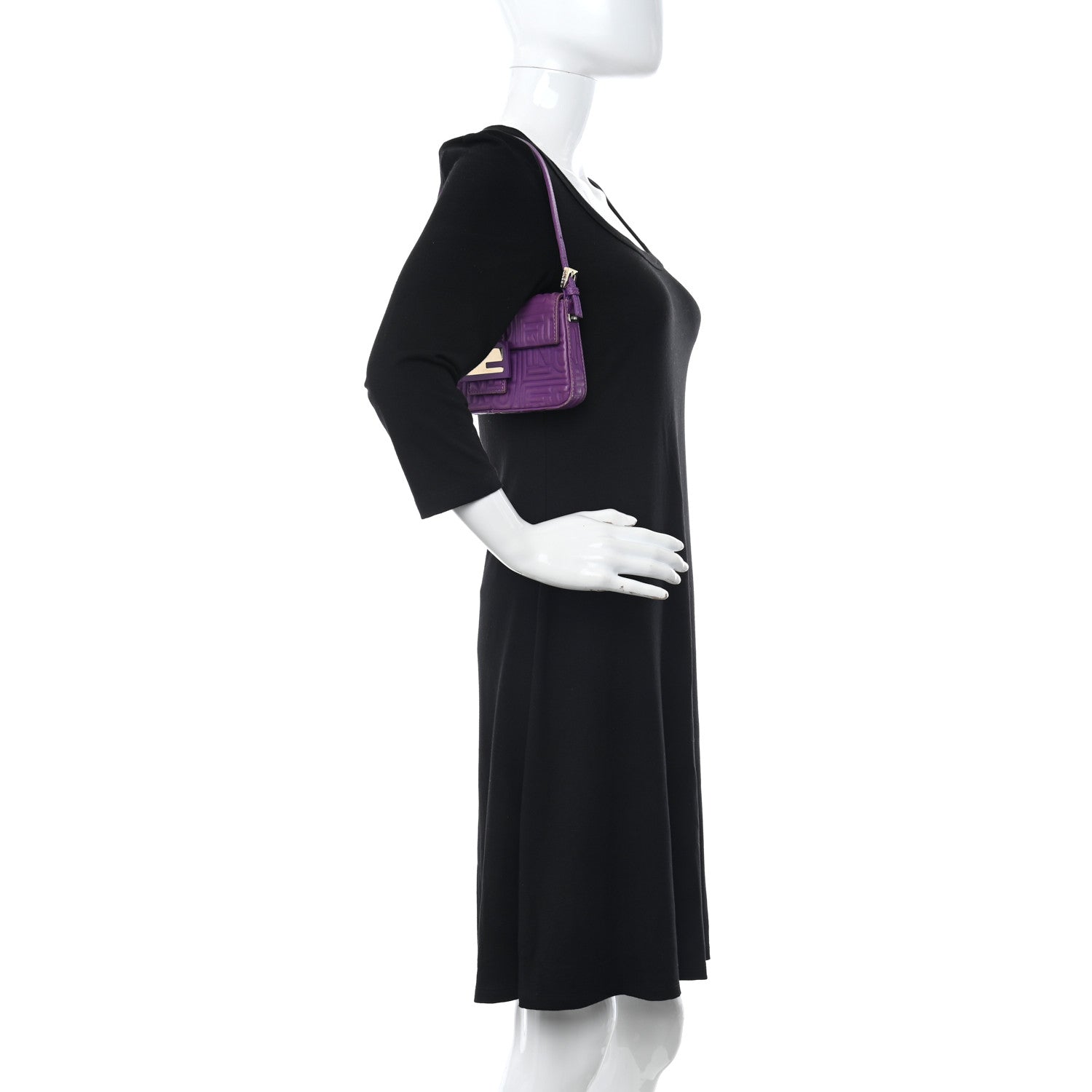 Fendi Nappa Logo Embossed Mini Baguette Purple 2 of 15