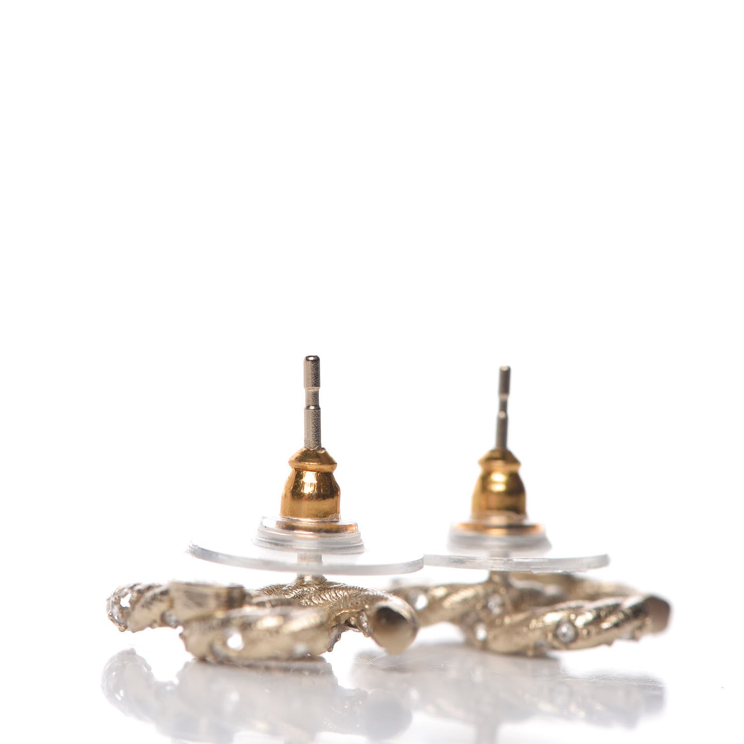Chanel Crystal Twisted CC Earrings Gold 3 of 5