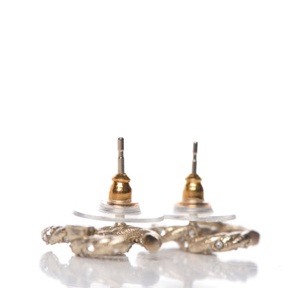 Chanel Crystal Twisted CC Earrings Gold 3 of 5