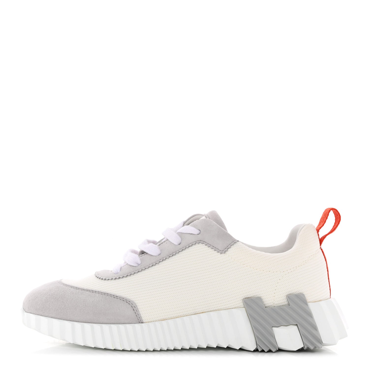 Hermes Technical Canvas Suede Goatskin Bouncing Sneakers 37 White Multicolor 1 of 10