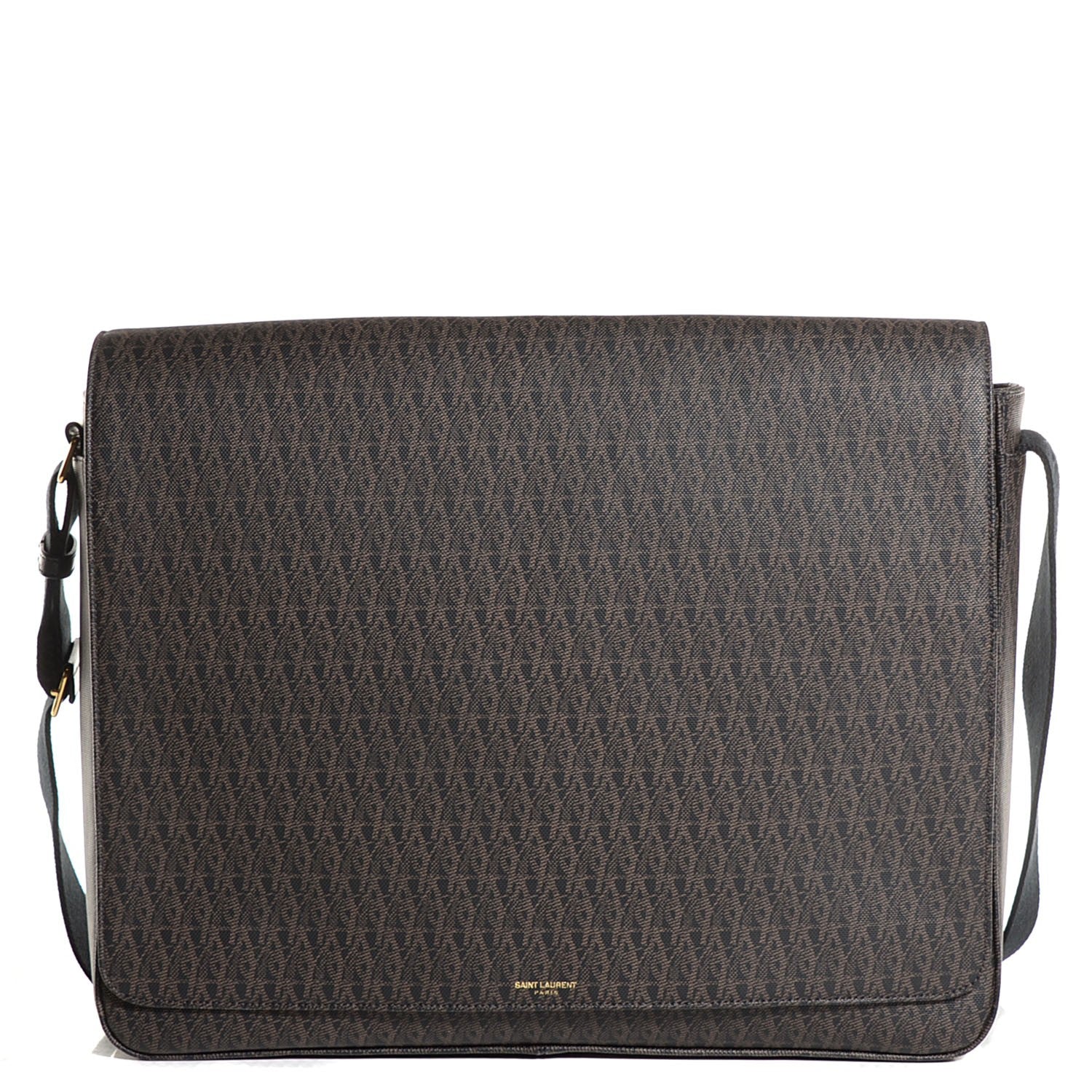 Saint Laurent Toile Classic Monogram Flap Front Messenger Bag Black 1 of 9