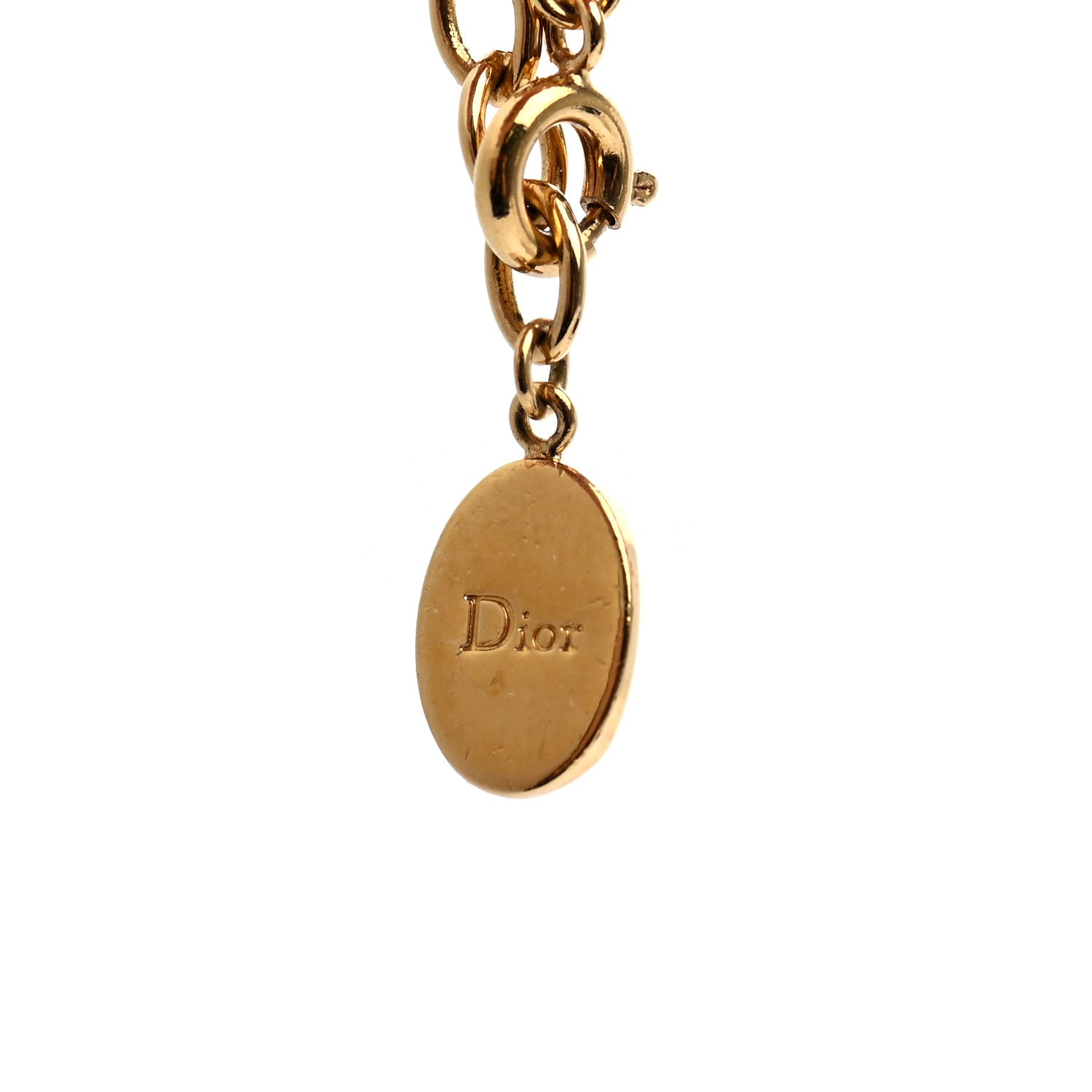 Christian Dior Metal Crystal Logo Bracelet Gold 4 of 5