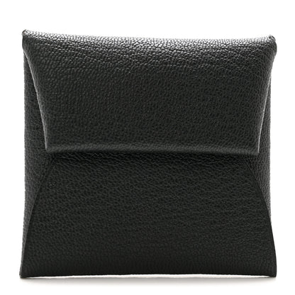Hermes Chevre Mysore Bastia Verso Coin Purse Black Mauve Pale 1 of 8