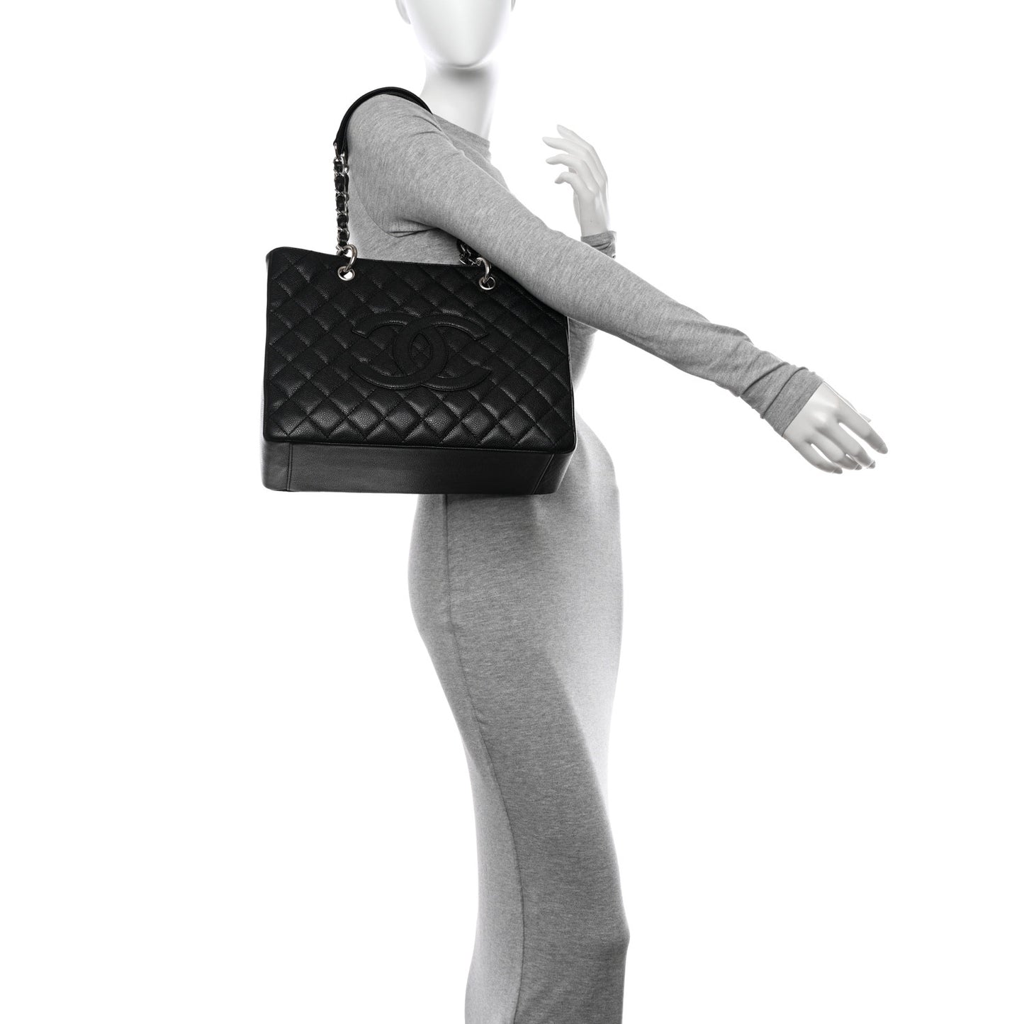 Caviar Quilted Grand Shopping Tote GST Black