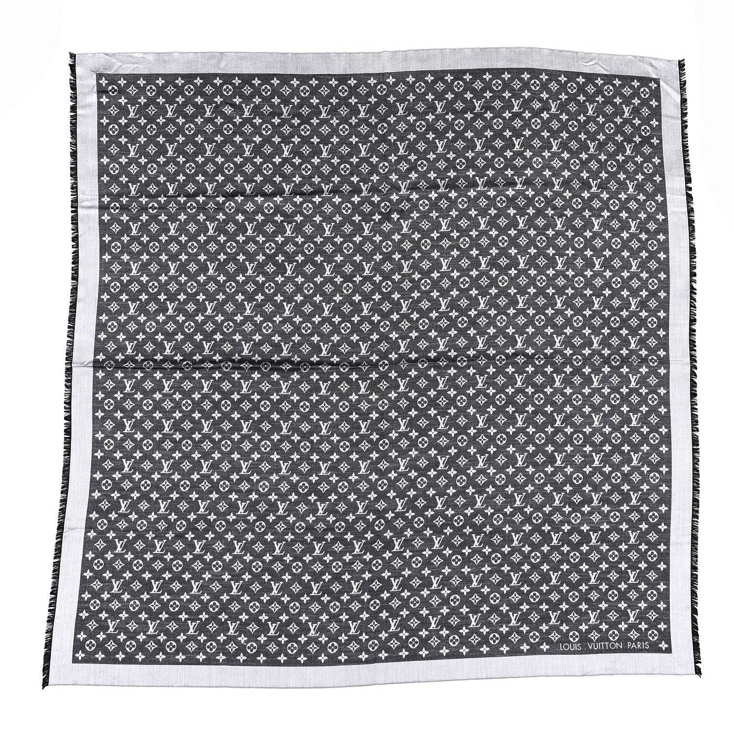 Louis Vuitton Silk Wool Monogram Denim Shawl Black 1 of 4