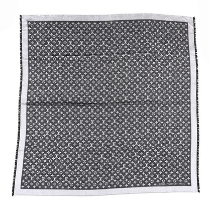 Louis Vuitton Silk Wool Monogram Denim Shawl Black 1 of 4
