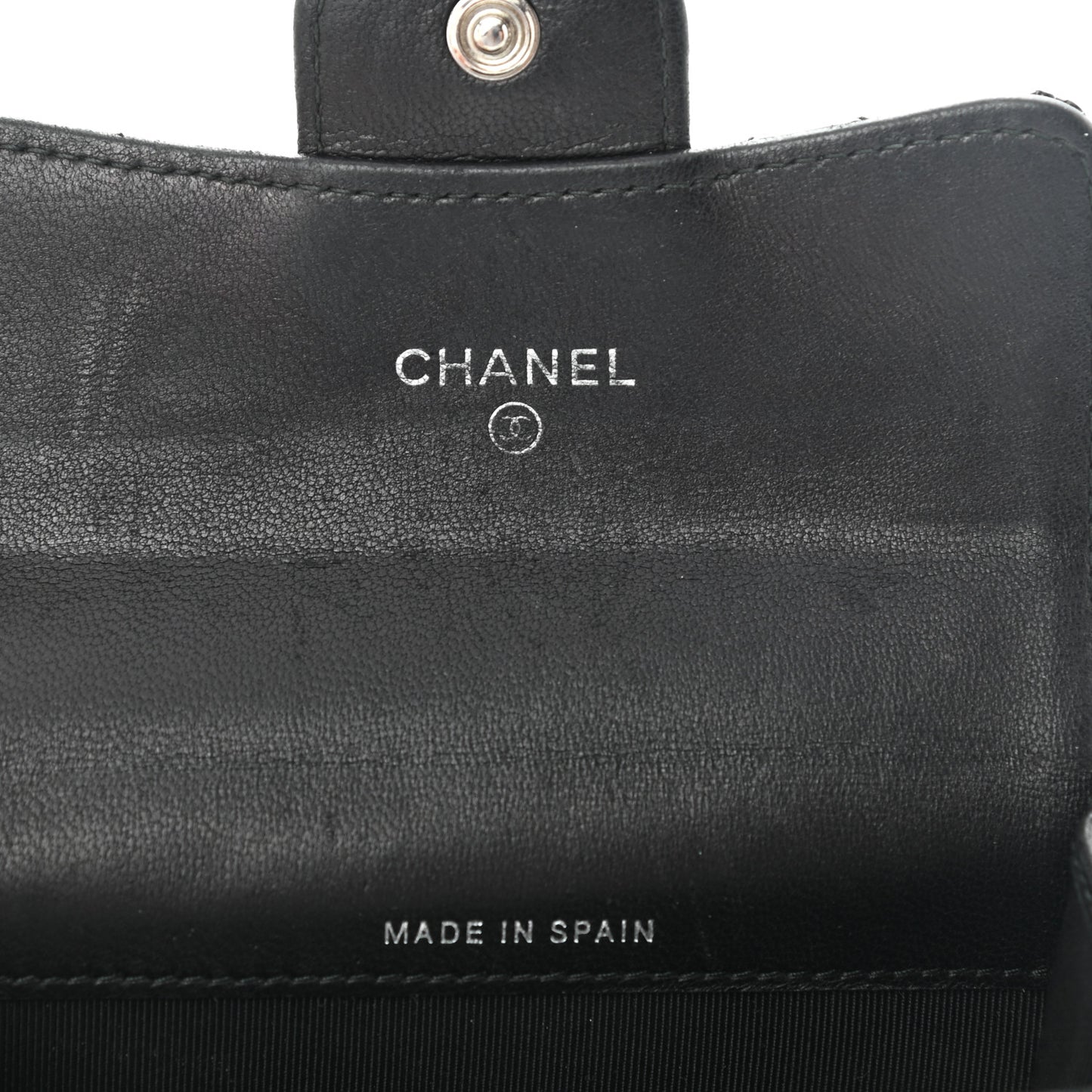 Patent Quilted Flap Card Holder Black