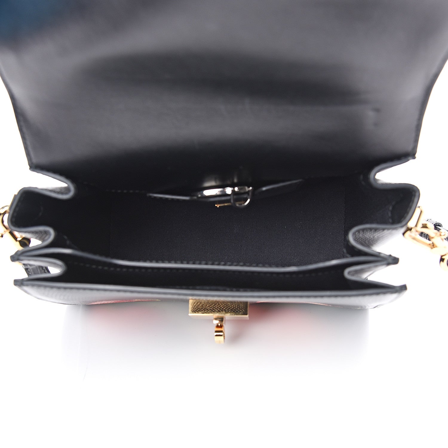 Dolce & Gabbana Iguana Calfskin Embossed Tulipani Mini Top Handle Bag Black Rosa 4 of 10