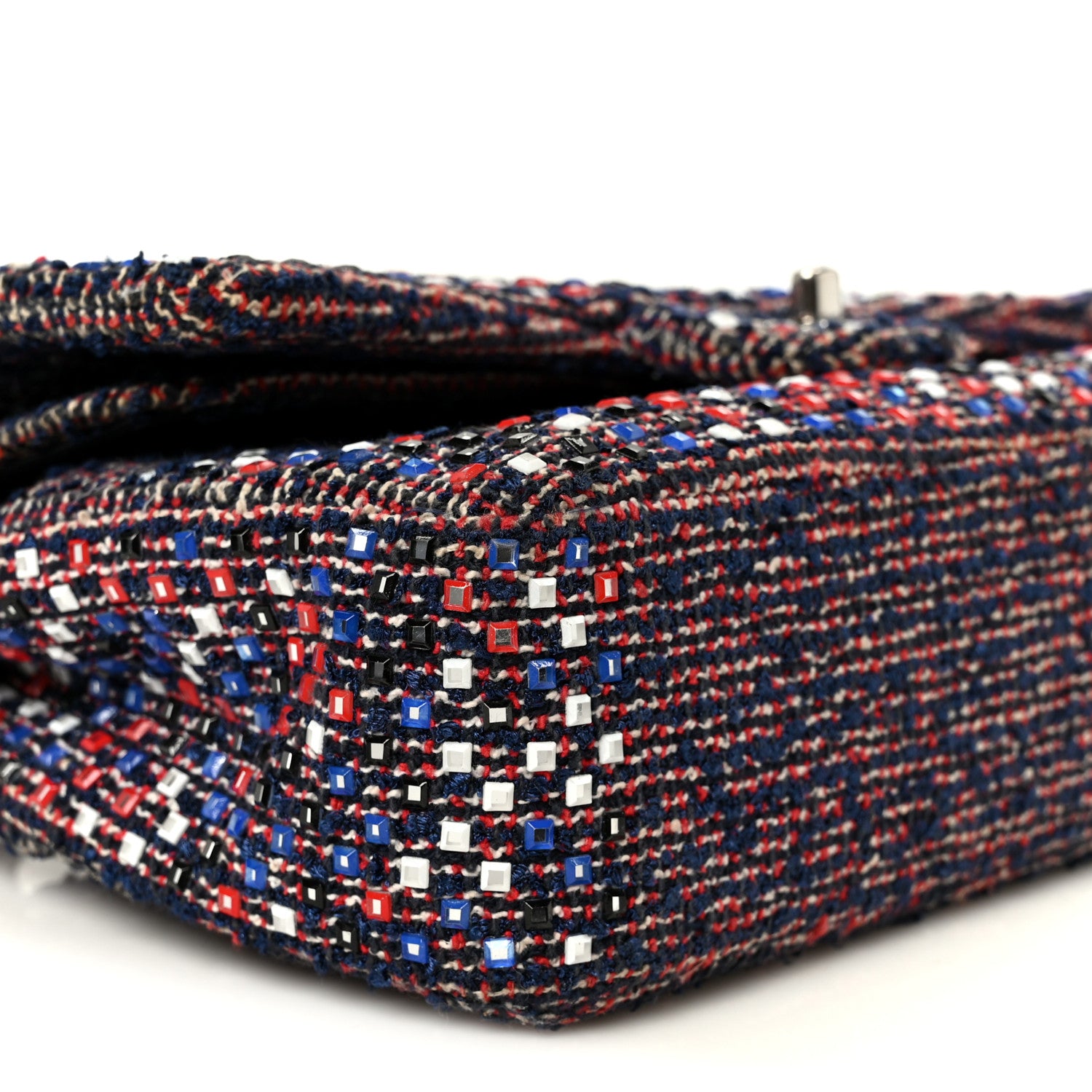Chanel Sequin Tweed Medium Double Flap Red White Blue 10 of 11