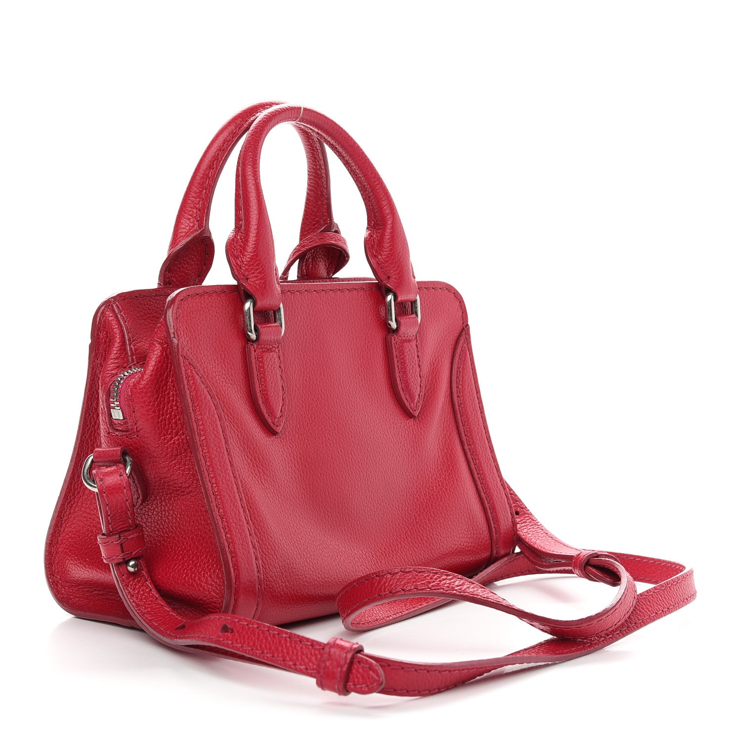 Alexander McQueen Calfskin Mini Skull Padlock Zip Around Tote Red 3 of 10
