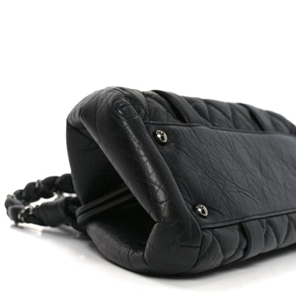 Chanel Distressed Lambskin Lady Braid Frame Bowler Black 9 of 10